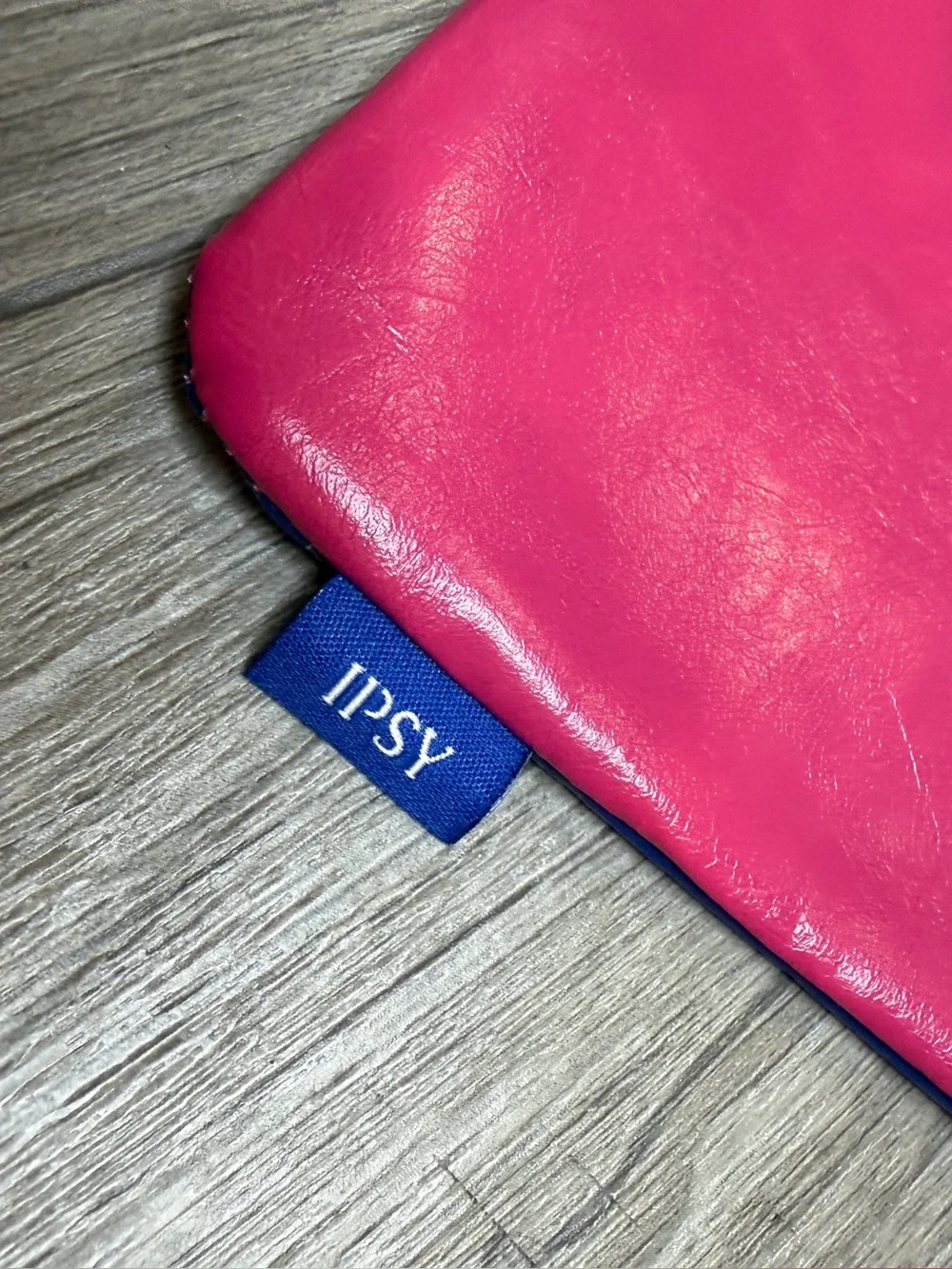 IPSY Colorblock Faux Leather Makeup Bag Pink Blue Cosmetic Pouch